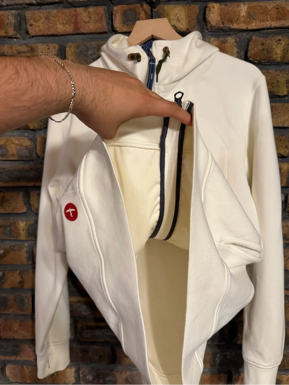 Relwen Zip Up Hoodie Sweatshirt Huckberry White Cream Mens Large Pullover Active